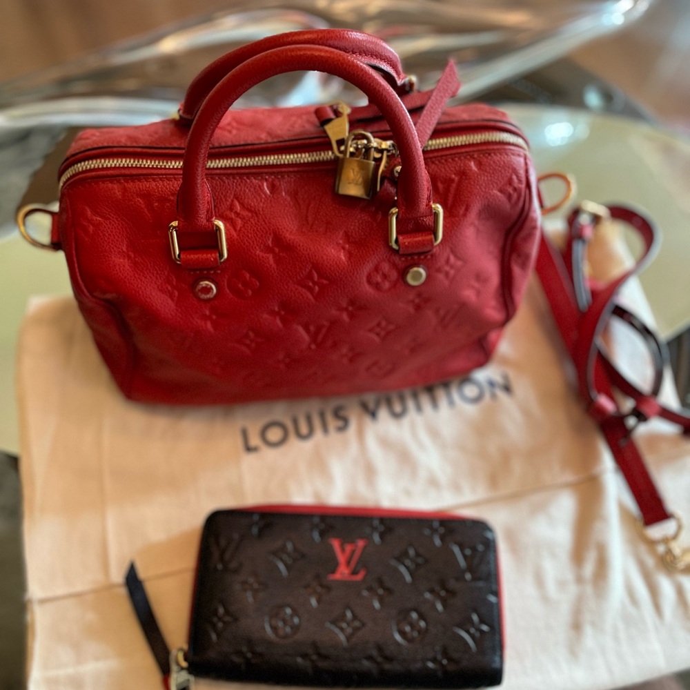 Louis Vuitton Red Emprinte Speedy Bag & Long Wallet - Picture 4 of 16